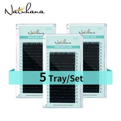 NATUHANA – Lot d'extensions de cils en vison artificiel, Lot de 5 étuis, individuels, boucles B, C, D, vente en gros