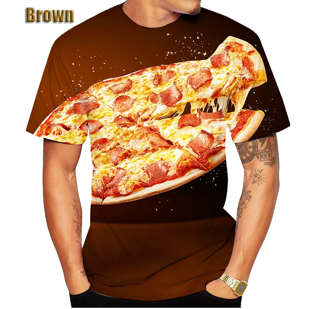 New Popular Summer Food Bacon Pizza Funny 3D Printed T-Shirt Womens/Mens Casual Short Sleeve Family Fashion Fast Food T Shirts