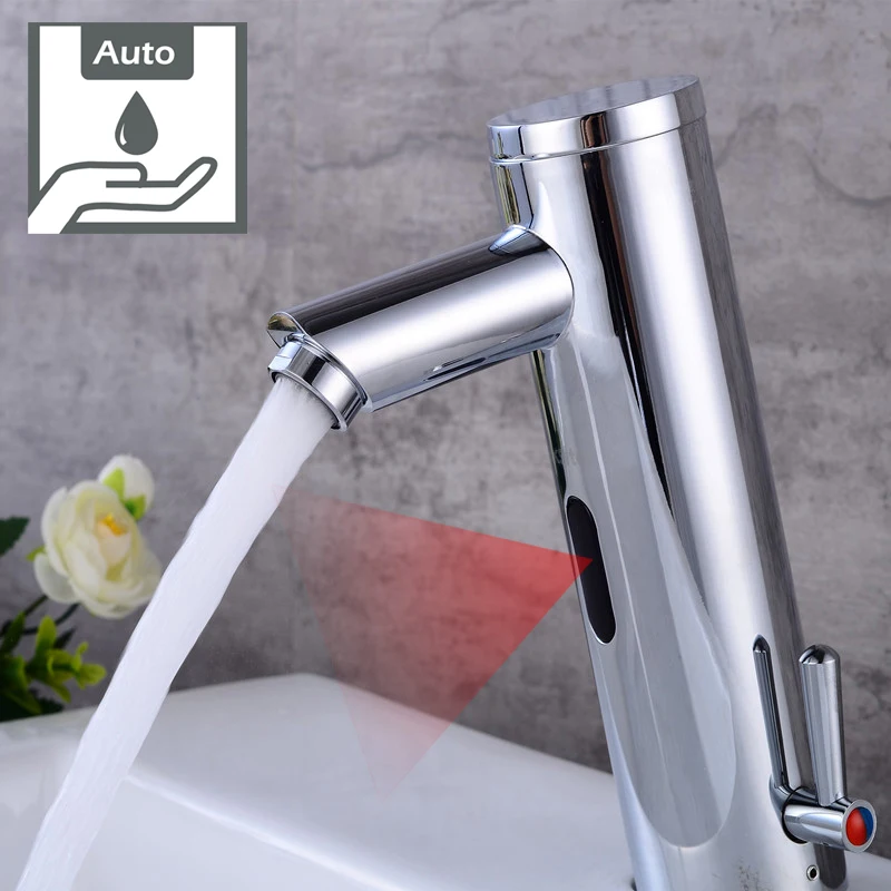 

Vidric Hot Cold Mixer Automatic Basin Faucet Hand Touch Tap Hot Cold Mixer Battery Power Free Sensor Faucet Bathroom Sink Faucet