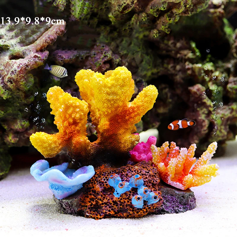 1PC Aquarium Artificial Colorful Resin Coral Ornaments Simulation Plant For Fish Tank Landscape Decoration