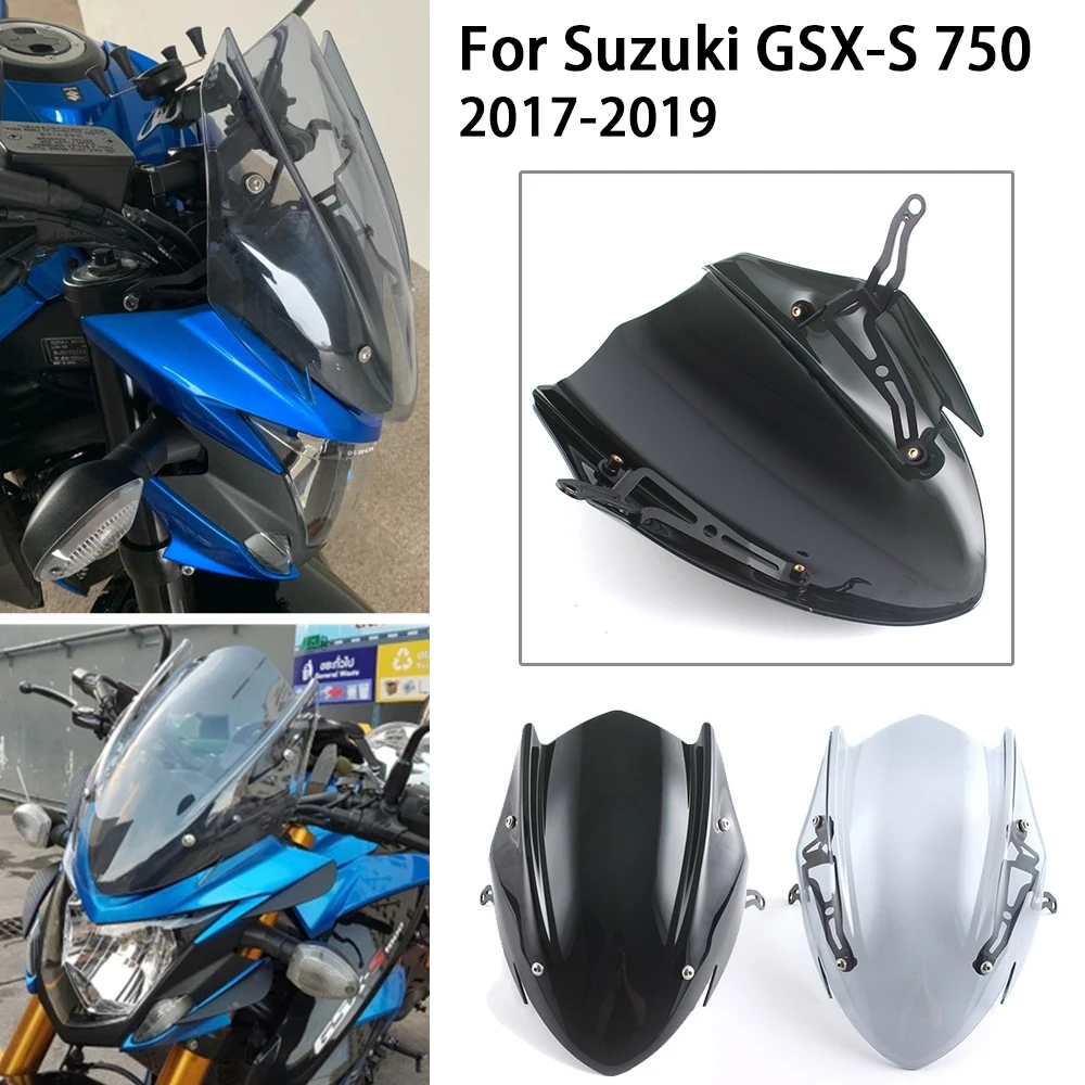 

Windscreen Windshield Shield Screen with Bracket For Suzuki GSX-S750 GSXS750 GSX-S GSXS 750 2017-2021 2020 Black Smoke Moto Part