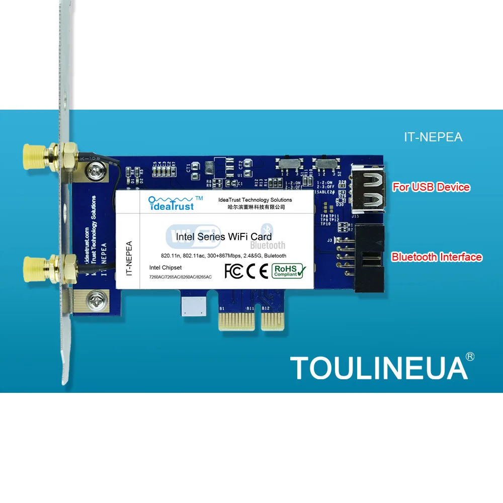 TL-NEPEA-8265ac 802.11AC Intel 8265 ac 8265AC 8265NGW PCI-E PCIe 1x X1 BT 4.2 WiFi Card For desktop PC PK Intel 7260 7265 8260