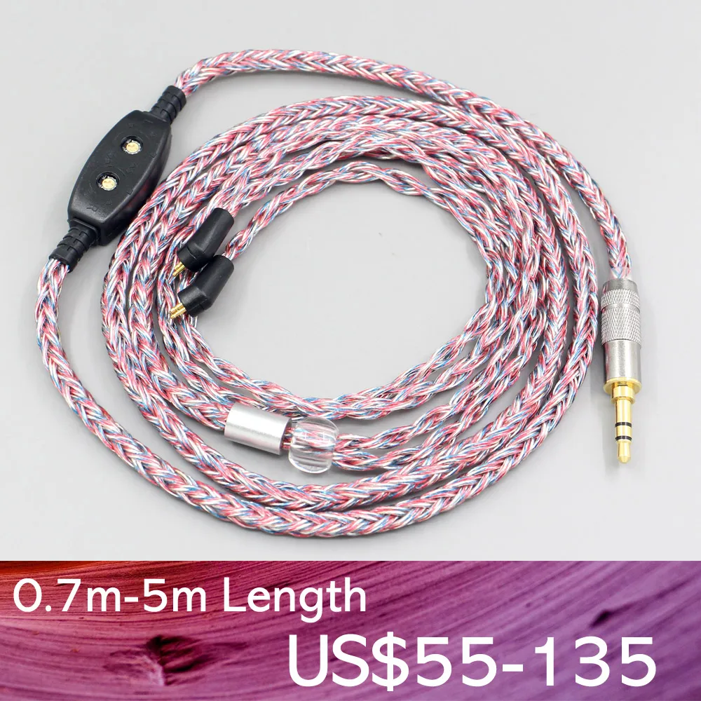 LN007567 16 Core Silver OCC OFC Mixed Braided Cable For Etymotic ER4B ER4PT ER4S ER6I ER4 2pin Earphone 0-100ohm Adjustable