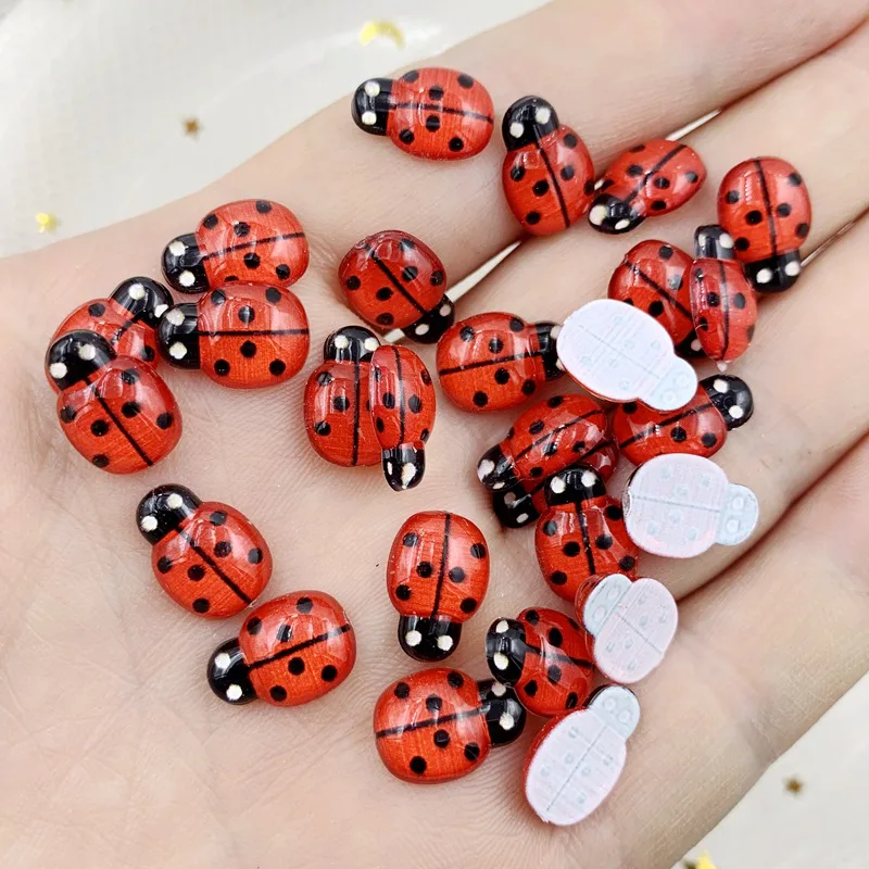 100 pieces 9*13mm Ladybug flat-back rhinestone decal stones DIY decorative acrylic rhinestones