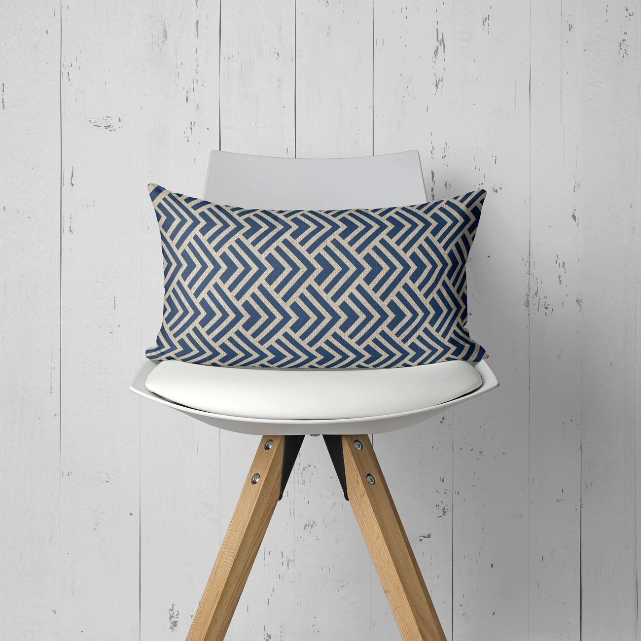 Navy Blue Geometry Linen Pillow Suite Room Decoration Cushion Cover Home Office Sofa Decor 30x50cm