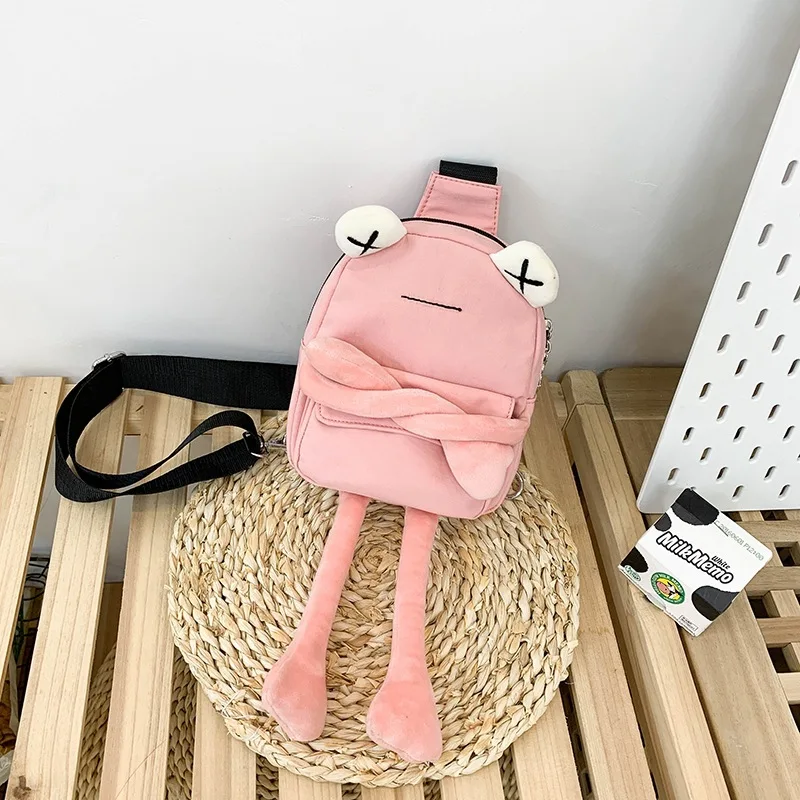 Petit Sac à Bandoulière en Nylon pour Fille et Femme, Sacoche de Poitrine Décontractée, Dessin Animé Mignon, Grenouille, Unisexe