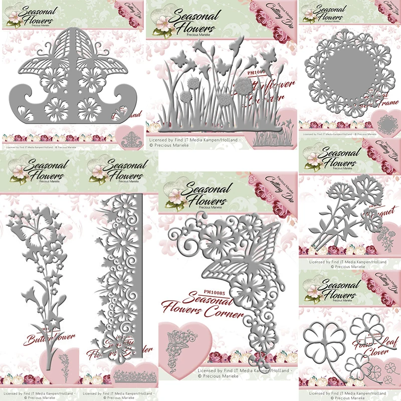 Piggy Craft Metall-Stanzformen, geschnittene Matrizenform, Jahreszeit, Blumendekoration, Sammelalbum, Papier, Basteln, Messerform, Klingenstanzer, Schablonen