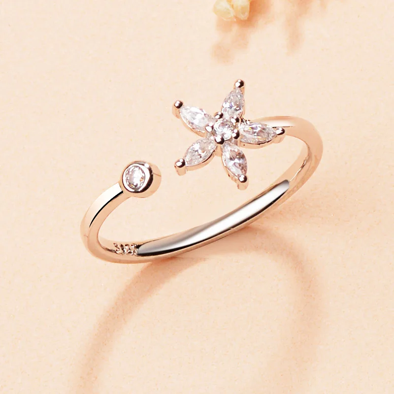 Versilberte Blütenblätter-Ringe für Frauen, süßer, schlichter, modischer, offener, verstellbarer Schmetterlingsring, Partyschmuck, Geburtstagsgeschenk – Detail 30