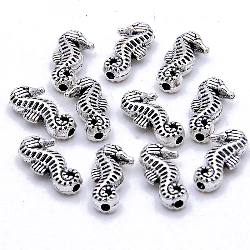 30Pcs 6Style Spacer Marine Life Mermaid Turtle Dolphin Small Hole Bead Charms For DIY Necklace Bracelets Jewelry Making