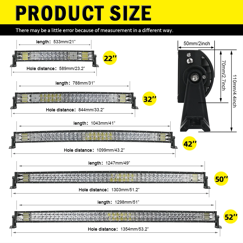 CO LIGHT 32 inch 620W Curved Led Light Bar Car Dual Row Spot Flood Beam Driving Offroad Led Work Light Truck 4x4 SUV ATV 12V 24V