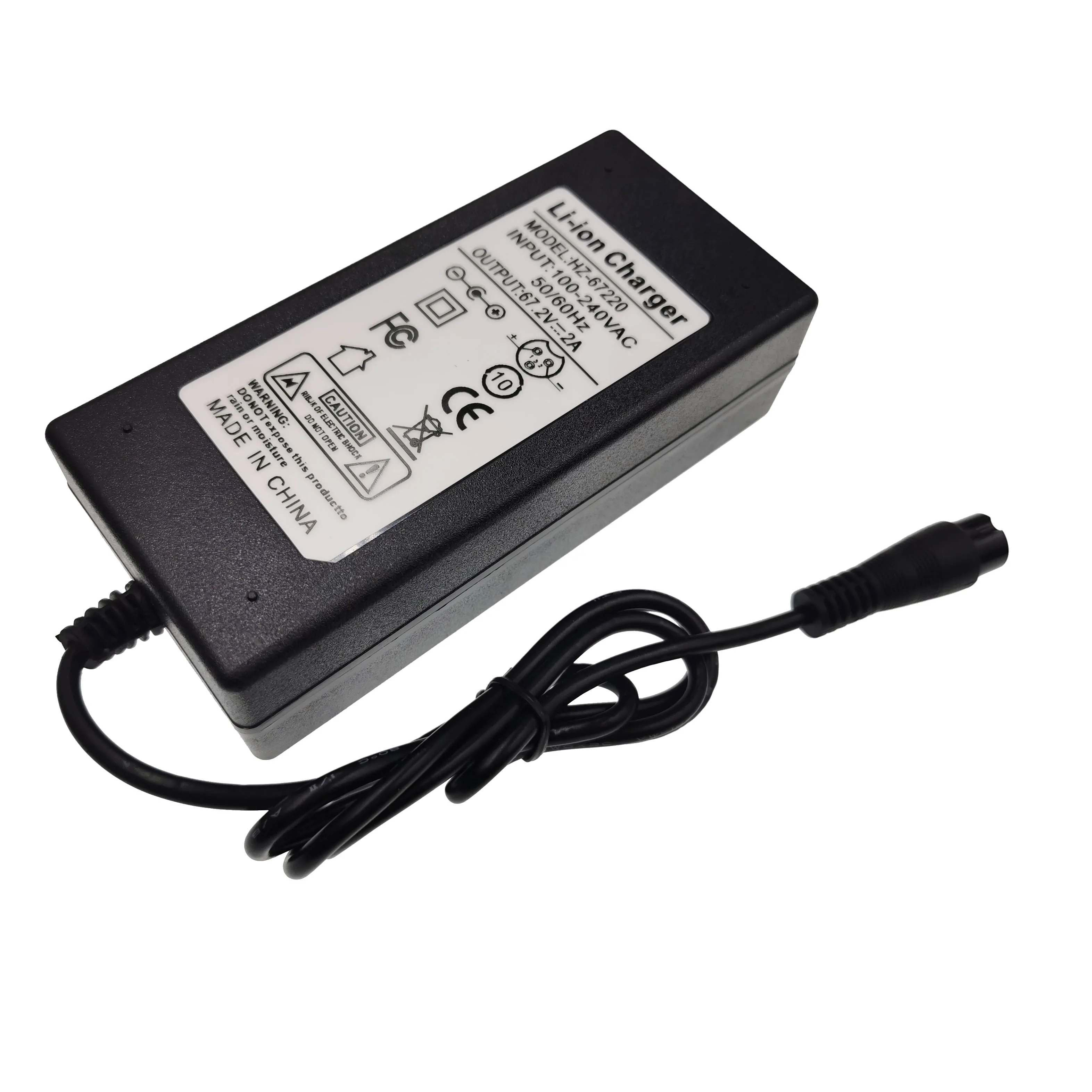 67.2V 2A Li-ion Battery Charger for 60V 16S Battery Pack with GX16 3P(1+,2-) Connector