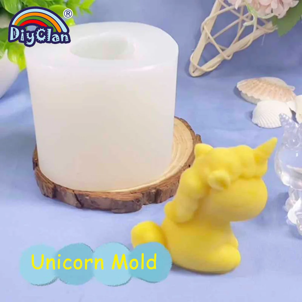 3D Unicorn Candle Mold DIY Candle Plaster Aromatherapy Soap Making Silicone Molds Chocolate Dessert Cake Decorating Tools