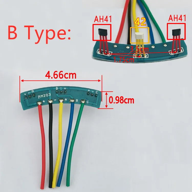 Veicoli elettrici a 2 ruote sensore Hall motore con cavo scheda 212 213 sensore Hall motore sensore AH41 sensore 42 Hall Element e-bike