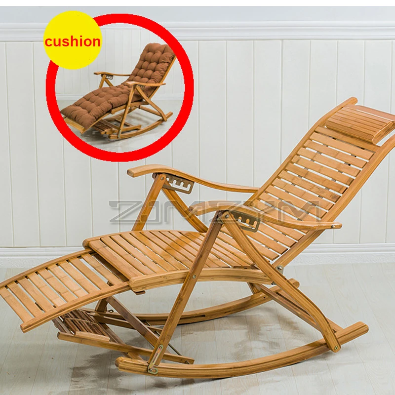 Household bamboo rocking chair balcony beach couch outdoor lunch break folding rocking chair elderly adult remote Chair Recliner