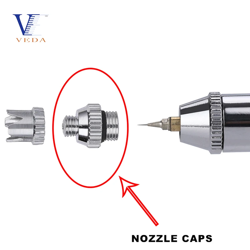 VEDA 0.2mm/0.3mm/0.5mm Airbrush Nozzle Needle&Nozzle Cap &Wrench Replacement Parts for WD-180 Series Airbrush Spray Accessories