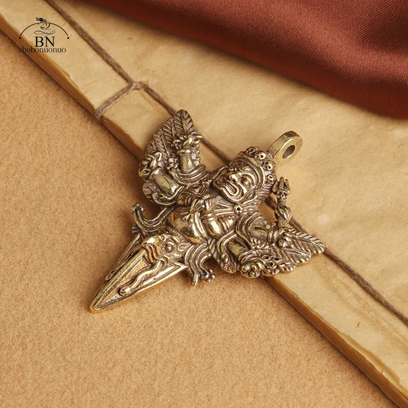 النحاس Vajra-Yakst مدقة Vajra التماثيل الحبل السحر البوذية التبتية المعلقات النحاس مفتاح السيارة معلقة ديكورات المنزل معلقة #4