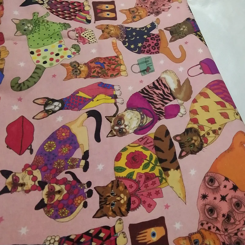 50x105cm Vivid Various Cats Printed Cotton Fabric Design 022 Fabric Patchwork for Cloth Dress Party Home Decor