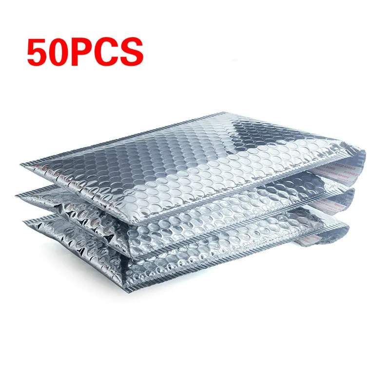 50X Sliver Packaging Shipping Bags Bubble Mailers paper Padded Envelopes Gift Holders Bubble Mailing Envelope Bag 20*28+4cm