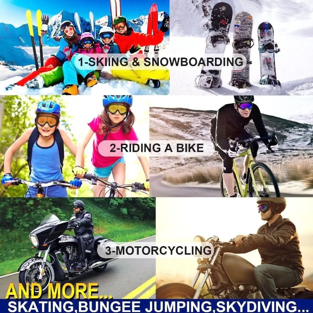 Protective Outdoor Sports Snowboard Dustproof Ski Goggles Winter Windproof Eyewear Glasses Lens Frame