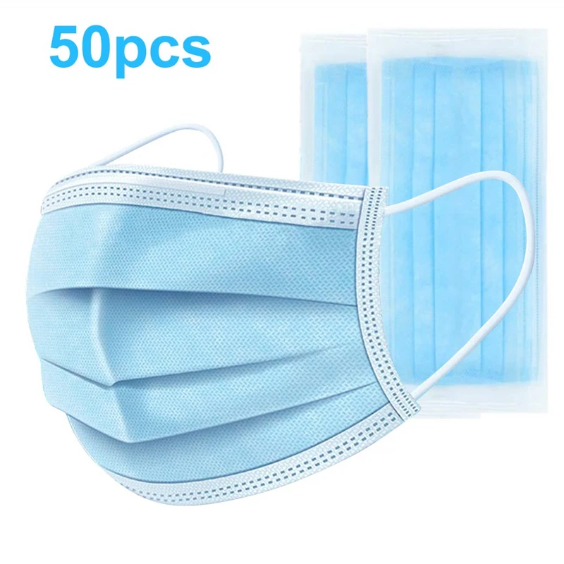 100 Chiếc Dùng Một Lần Khẩu Trang Vải Không Dệt 3 Lớp Lớp Lọc Miệng Mặt Masker Thoáng Khí Chống Người Lớn Kid Bảo Vệ Maskes