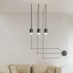 Rope DIY Black Pendant Lamp home Modern LED Ceiling lustre Nordic Hanging Lamps Spider light fixtures Living Room Pendant Lights