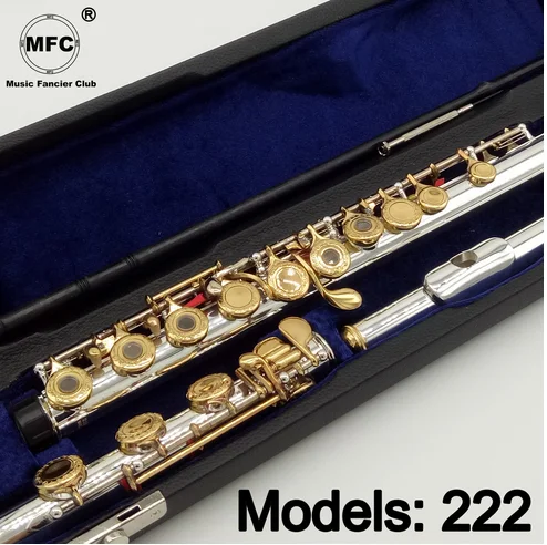 Music Fancier Club Flute 222 Engraving Hand Carved Keys Gold Plating Flutes B Leg Open Holes 17 Gold Keys