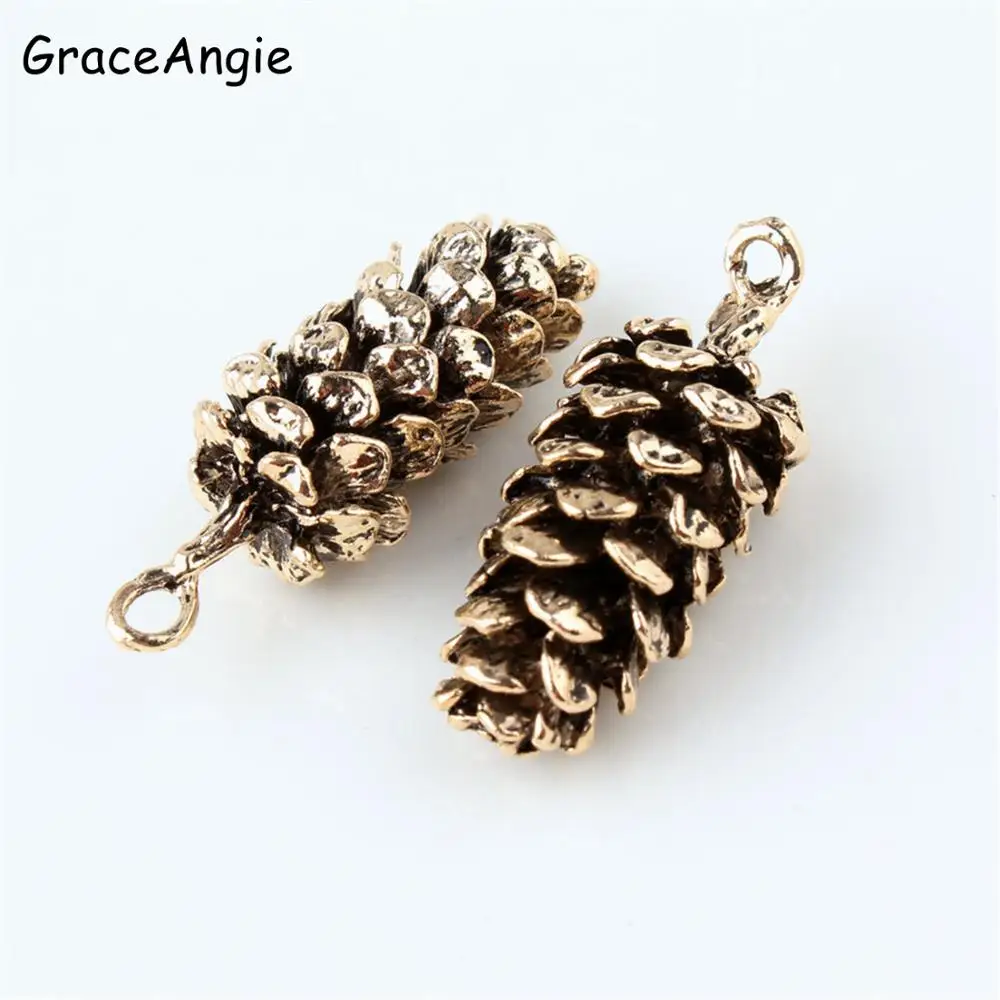 5PCS Pine Cone Charms Antique Color Metal Pendant Bracelet  Necklace DIY Jewelry Finding Anklets Keychain Handmade