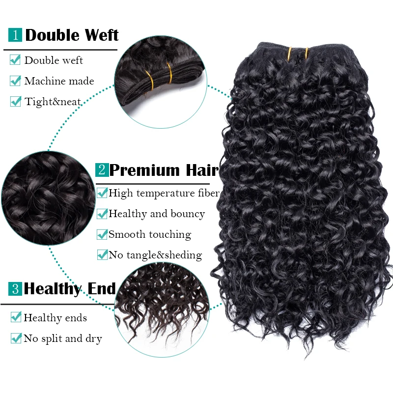 BENEHAIR-pelo sintético degradado pelo rizado para mujer, postizo de fibra resistente al calor, color negro, marrón y rosa, mechones