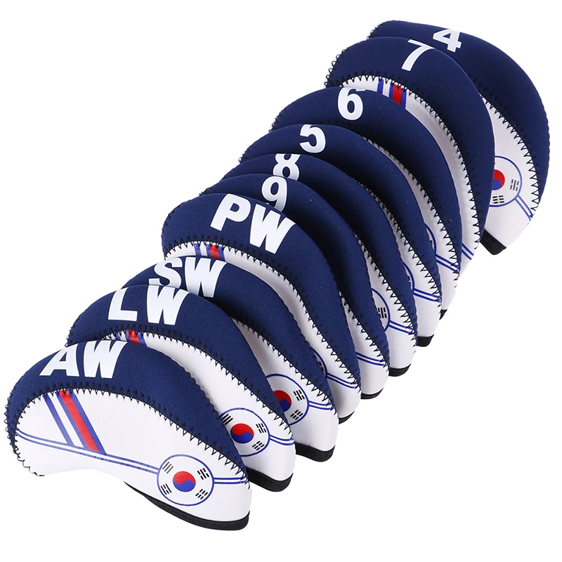 10PCS/Set Exquisite Golf Club Iron Head Covers Protector Golf Head Cover Sets Iron Club Head Cover Accessories