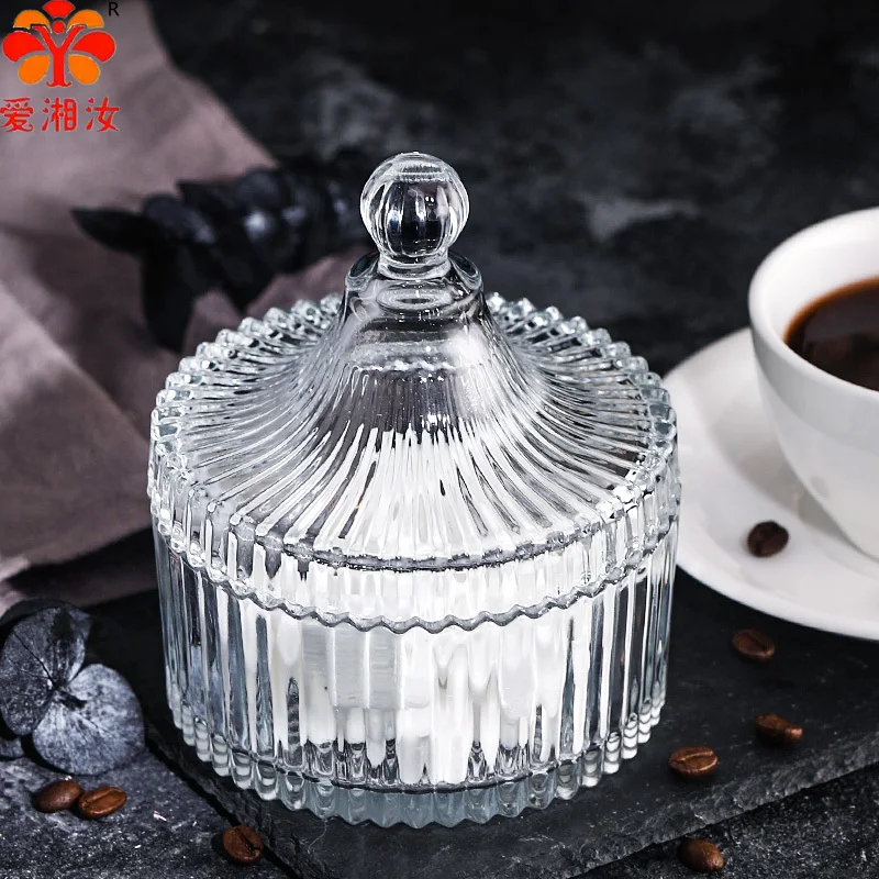 Aixiangru Crystal Glass Sugar Bowl Jar With Lid Fruit Candy Cup Creative Living Room Candy Jar Dried Fruit Plate Jewelry Box