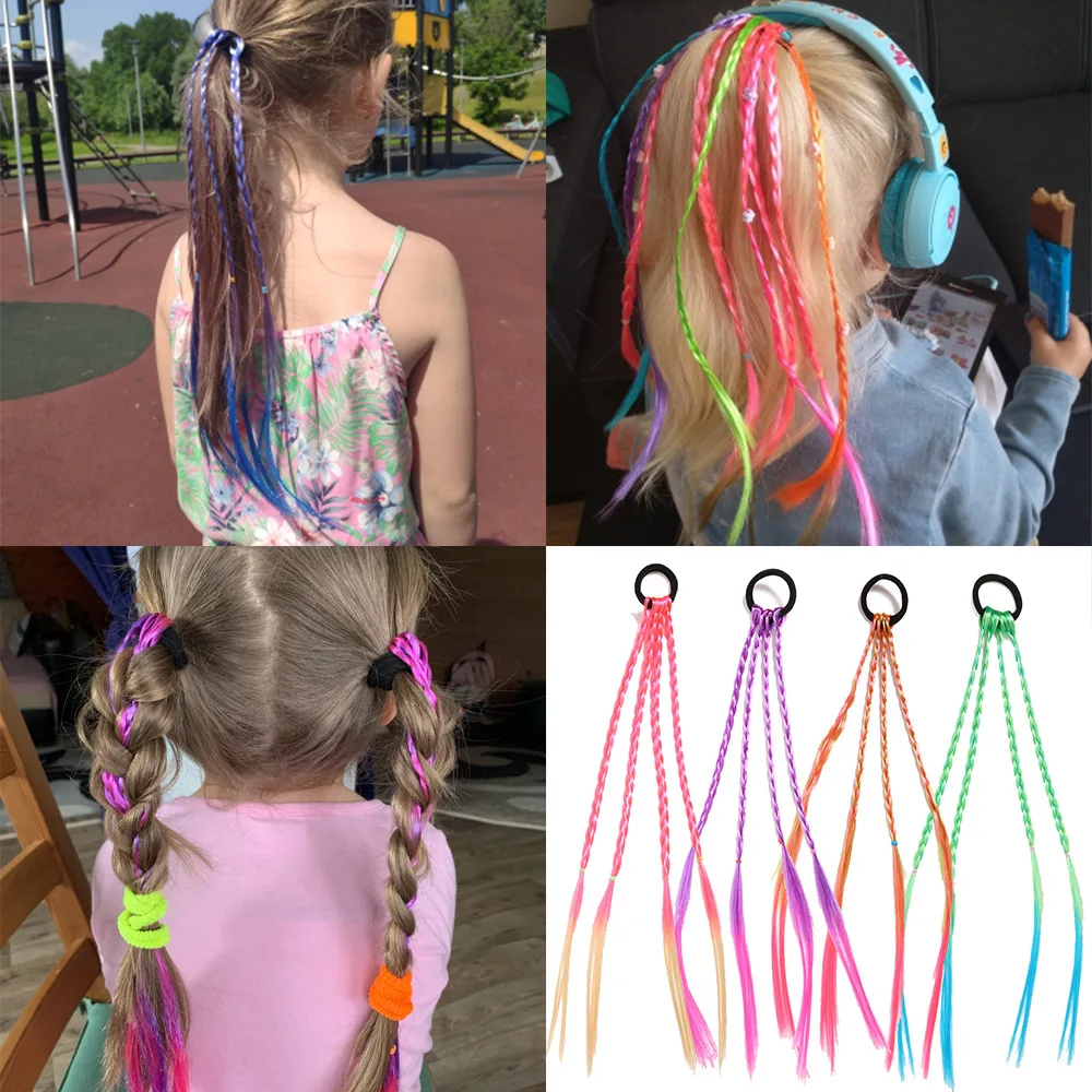 Peluca Simple de color para niña, accesorios para el cabello, diadema, banda de goma, diadema de belleza, tocado, trenzas, regalos para niños