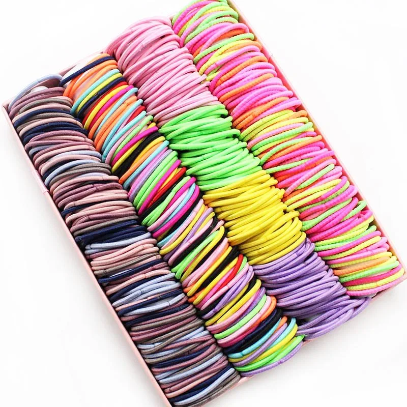 100Pcs/lot Multicolor Girls Hair Rings Hair Accessories Ponytail Rubber Hair Rope High Elastic Hair Rope Head Rope for Girls Set