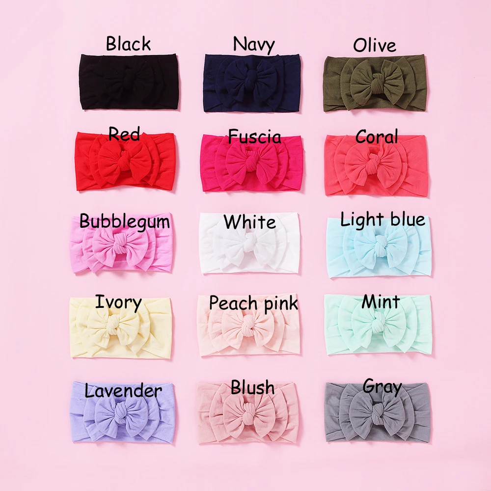 27 pcs/lot, Double Knotted Bow Nylon headbands, Infant baby girls hair accessories Nylon turban headwrap