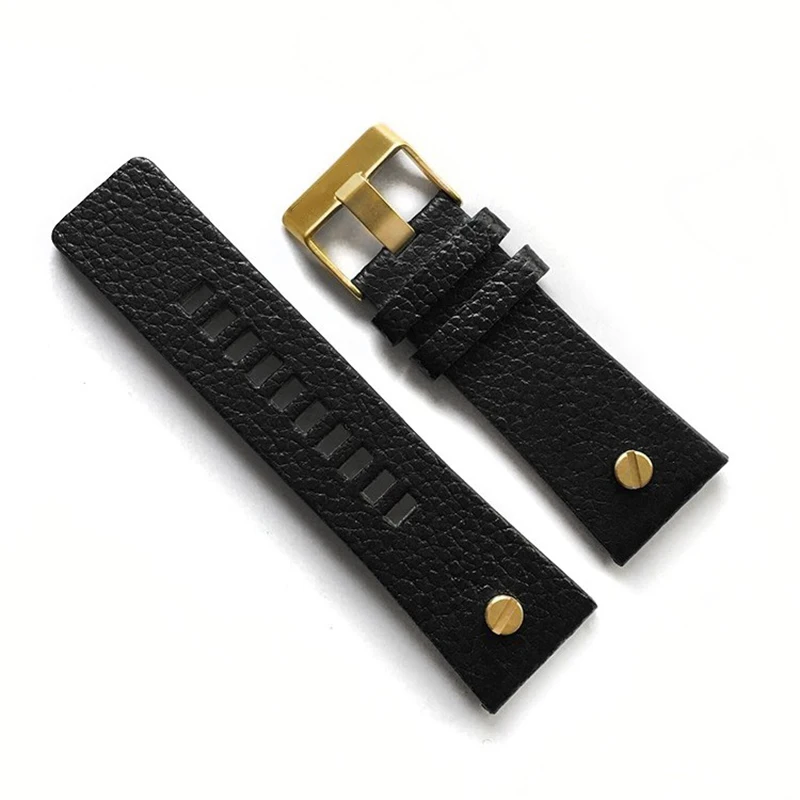 TOP watchband for DIESEL DZ7313 DZ7333 DZ7311 DZ7371 watch strap cow leather with gold rivet 22 24 26 27 28 30mm genuine leather