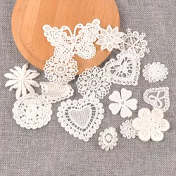 Apliques de encaje blanco con flores, adorno de malla para coser en tela de guipur, suministros de boda, decoración del hogar