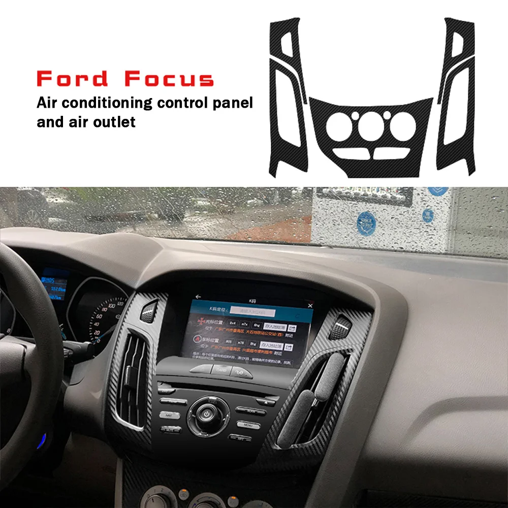 Car-Styling 3D 5D Carbon Fiber Car Interior Center Console Color Change Molding Sticker Decals For Ford Focus 2012-2014