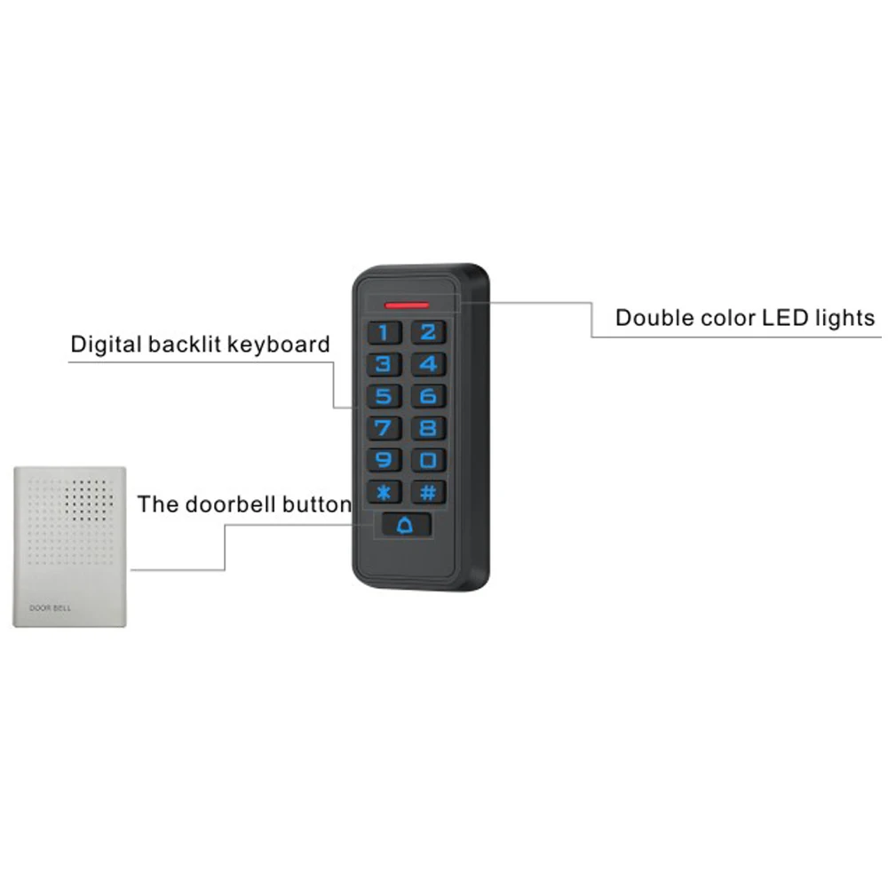 Waterproof Keypad Door lock  RFID Card Door Entry Backlight WG26 input output Access Control Standalone access control Keypad