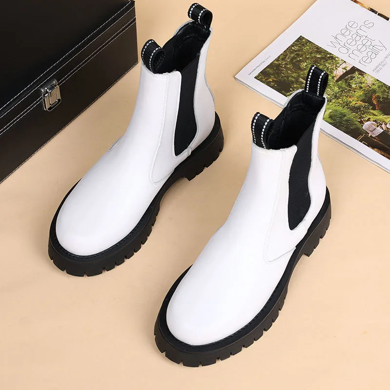 England style men fashion party nightclub wear cowboy boots tide black white shoes high top platform boot handsome chelsea botas