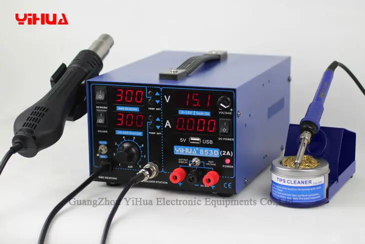 YIHUA-Station de expédià air chaud USB, poste de soudage, pipeline 853D, 220V, 110V, 3 en 1