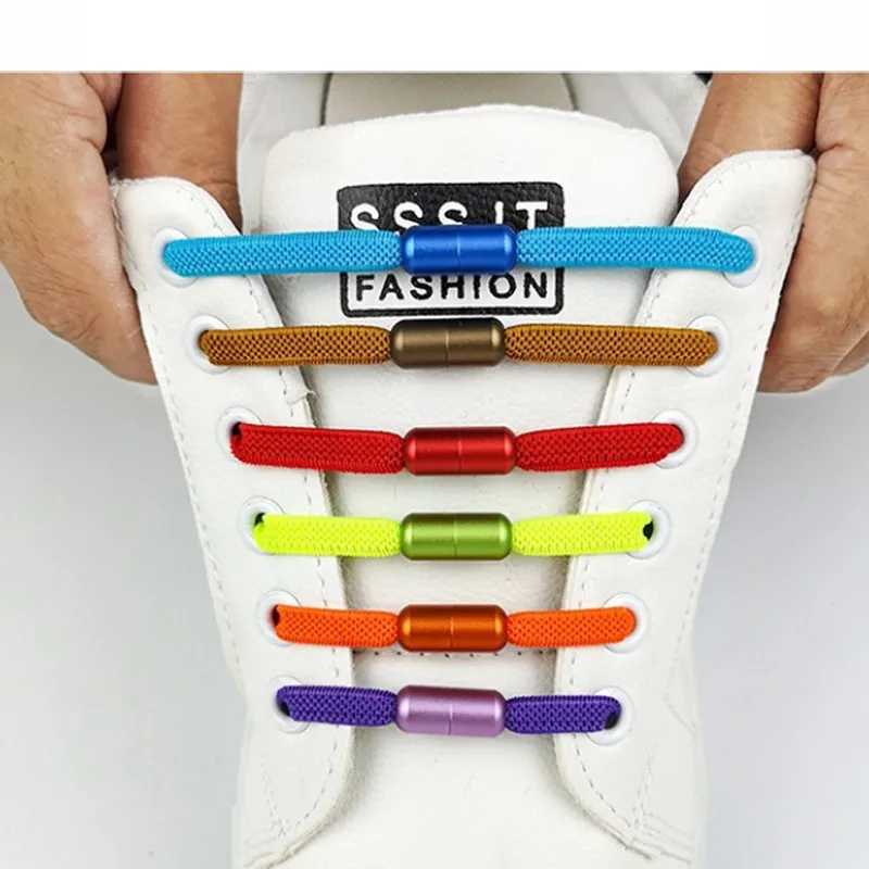 1Pair Colorful Flat Elastic Locking Shoelace No Tie Shoelaces Special Creative Kids Adult Unisex Sneakers Shoes Laces strings