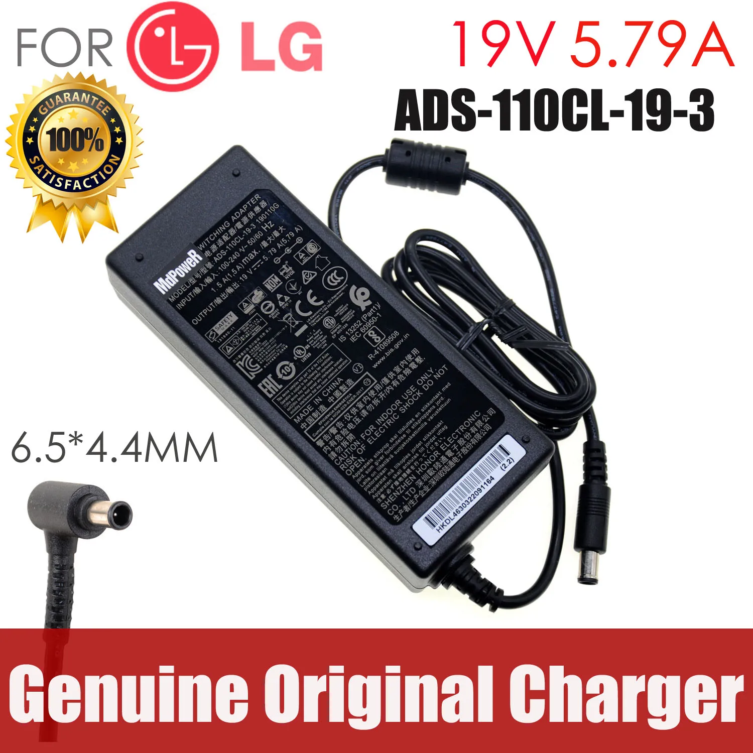 new Original FOR LG 19V 5.79A 34UC98 ADS-110CL-19-3 190110G AC adapter Power supply Charger cord