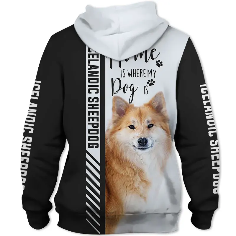 Icelandic Sheepdog Dog 3D Printed Jacket Men/Women Harajuku Hoodie Unisex Casual Streetwear Sweatshirt Pullover Sudaderas D2