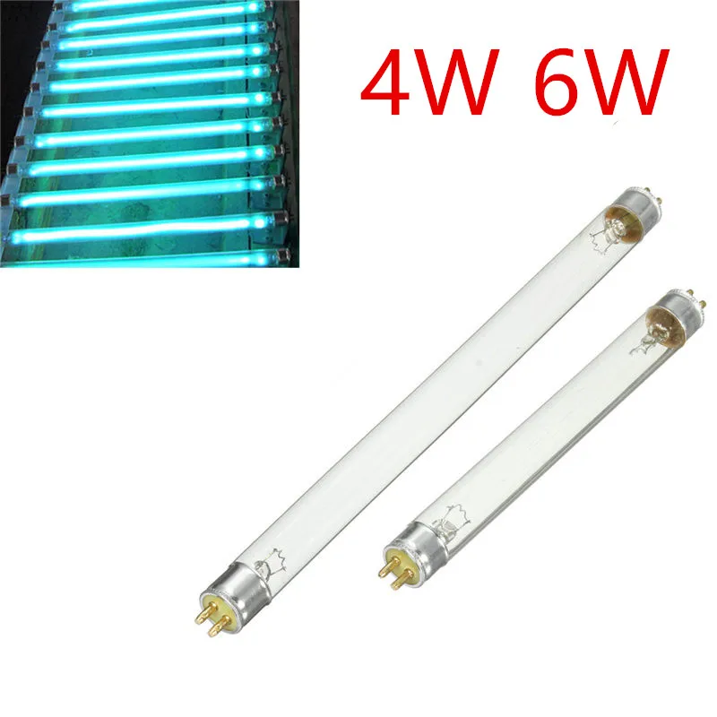 Bombilla de tubo de luz UV T5, reemplazo de luz UV impermeable para tanque de estanque, lámpara esterilizadora germicida transparente, AC220V, 4W, 6W