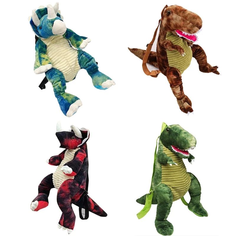 New Fashion parent-child Creative 3D Dinosaur Backpack Cute Animal Cartoon Plush Backpack Dinosaurs Bag for Children Kids Gifts