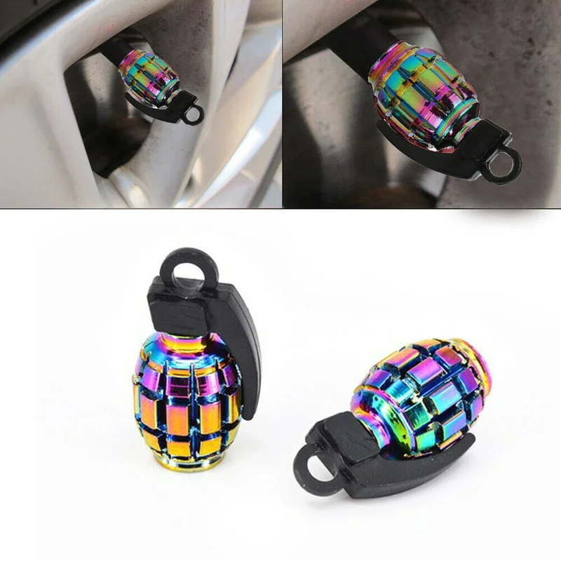 

4pcs Creative Car Tuning Chrome Grenade Car Bike Motorcycle BMX Wheel Tyre Valve Metal Dust Caps Universal Car Accessories