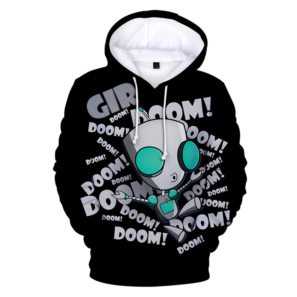 2 To 13 Years Kids Hoodie Invader ZIM 3D Printed Hoodie Sweatshirt Boys Girls Long Sleeve Hooded Jacket Children Clothes Cosplay