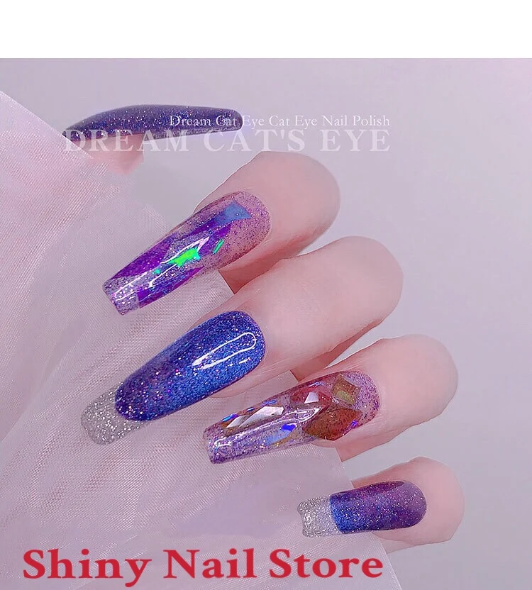 1 flasche von Quicksand Breite Cat Eye Kleber Traum Farbe Aurora Glitter Nagellack Kleber Absorbieren UV Nail art Gel varnishs SNJJ26