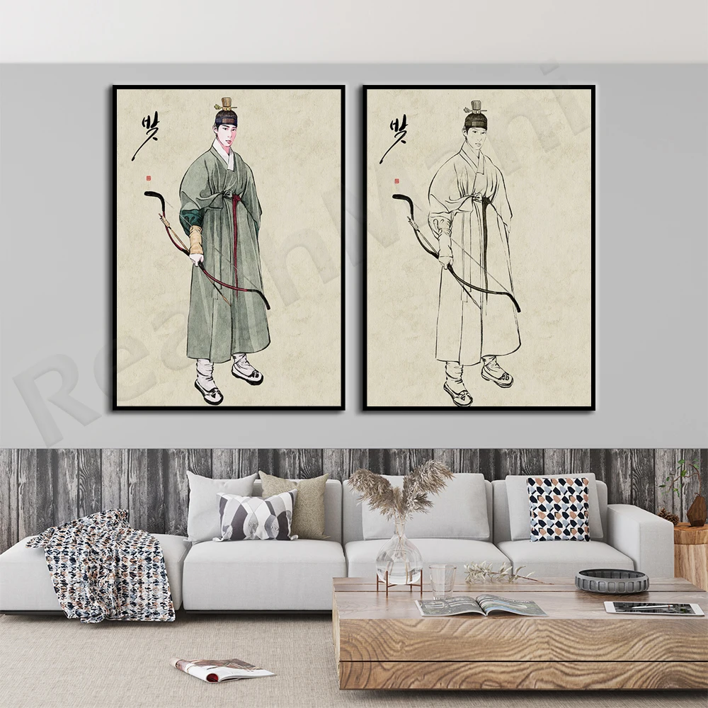 Matte vertical poster, Hanbok, Korean painting, Korean art, Asian art print