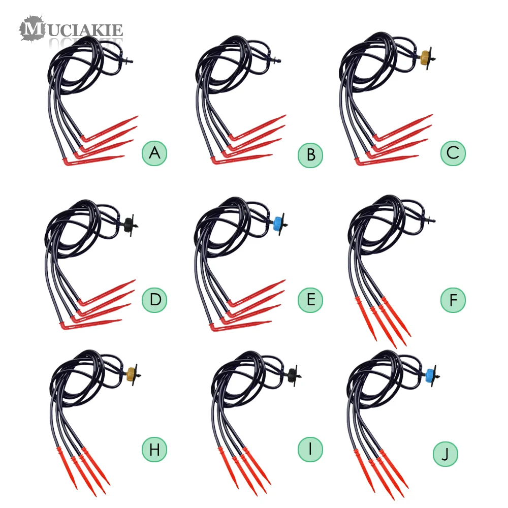 MUCIAKIE 1PC 4-Outlet Micro Drip Watering Kit Spider Distribution w/4 Elbow Straight Red Drippers Patio Potted Greenhouse Drop 