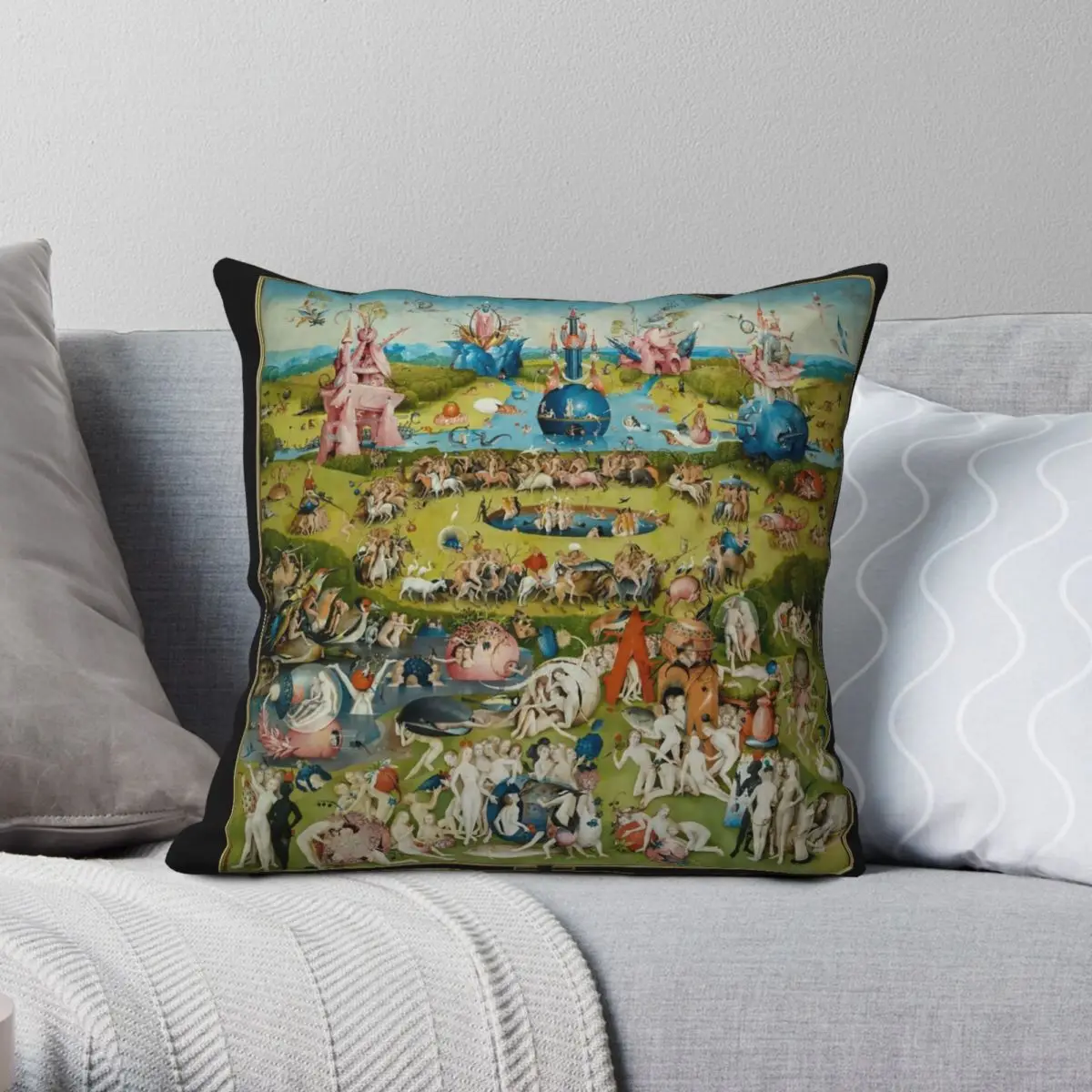 Hieronymus Bosch The Garden Of Earthly Delights Square Pillowcase Polyester Linen Velvet Creative Zip Decor Sofa Cover 45x45